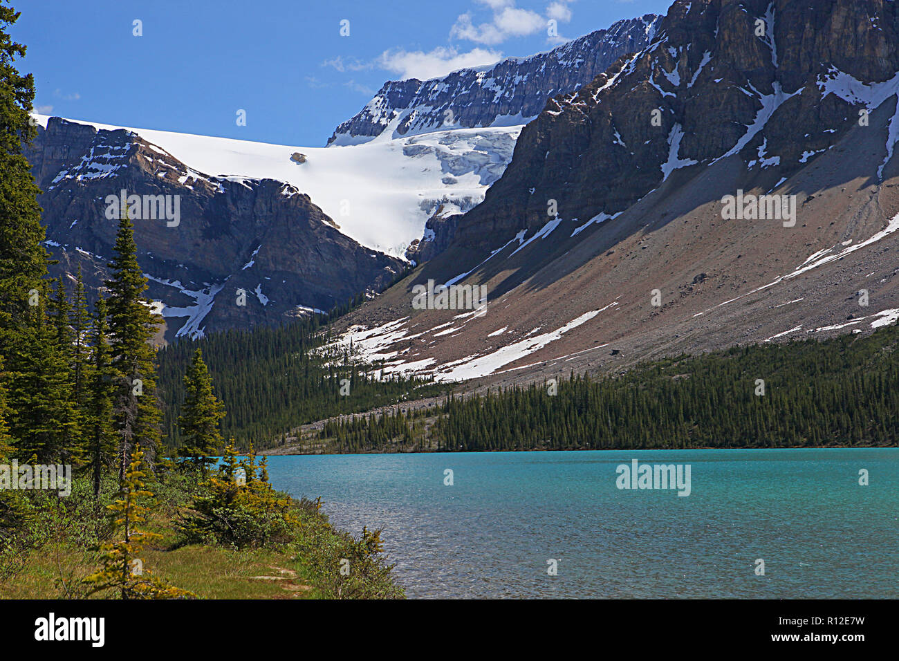 Bow Lake im Banff National Park, Alberta, Kanada. Stockfoto