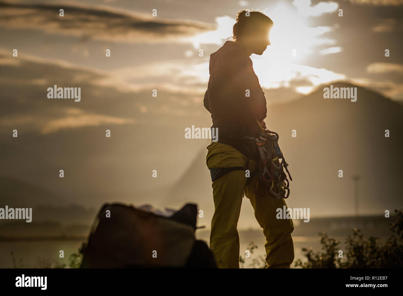 Frau auf Klettern Reise, Squamish, Kanada Stockfoto