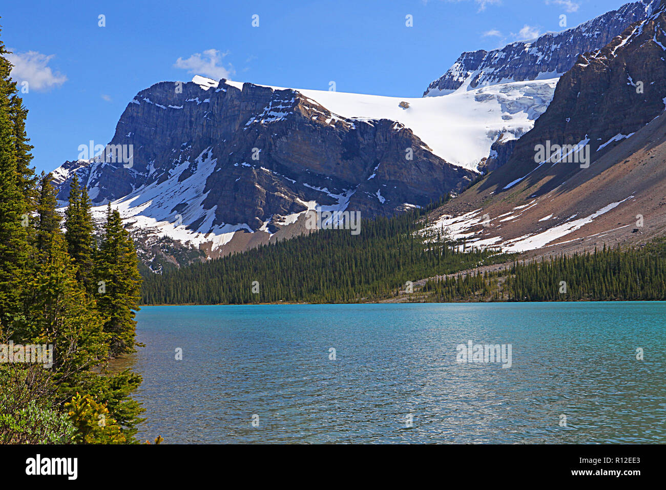 Bow Lake im Banff National Park, Alberta, Kanada. Stockfoto