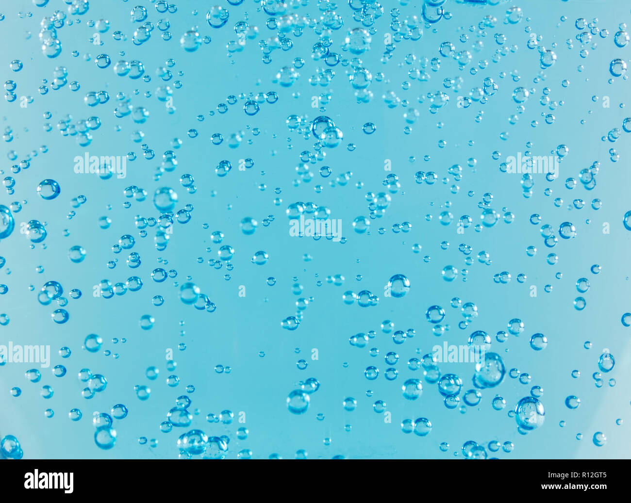 Blaues Wasser blasen Textur Nahaufnahme Makro Stockfoto