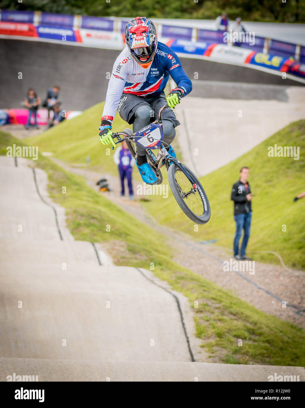 Kyle Evans (GB) Glasgow 2018 Europameisterschaften - BMX-Rennsport Stockfoto