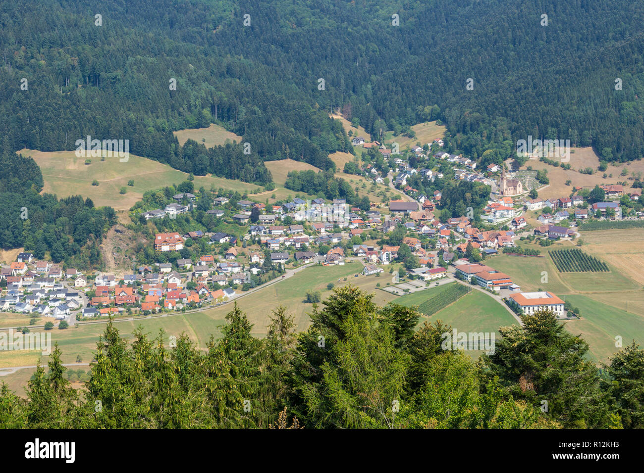 Deutschland, typische Schwarzwälder Dorf Fischerbach im Kinzigtal Stockfoto