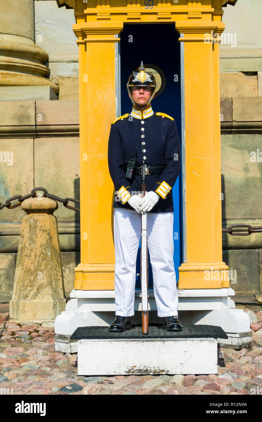 Royal Guard, Stockholm Palace, Stadsholmen Altstadt Reiseziel in Stockholm ist die Hauptstadt und die grösste Stadt in Schweden Stockfoto