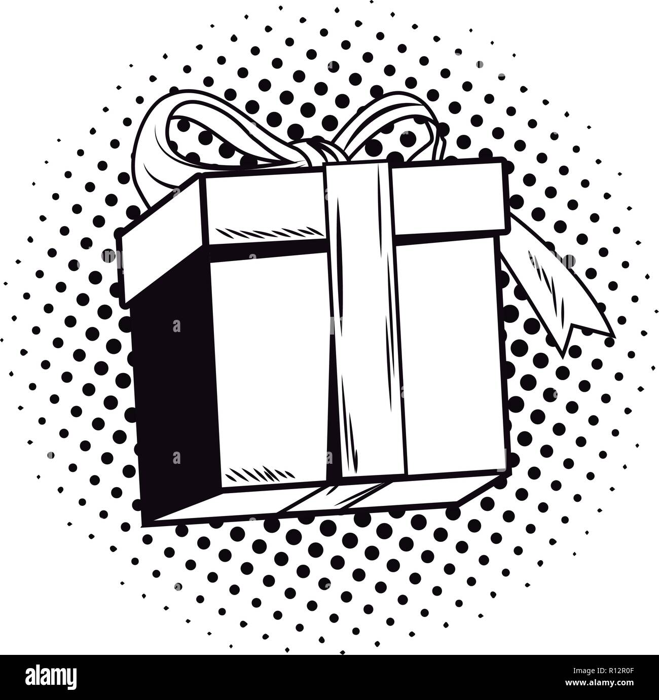 Pop Art Geschenk Cartoon schwarz und weiß Stock-Vektorgrafik - Alamy