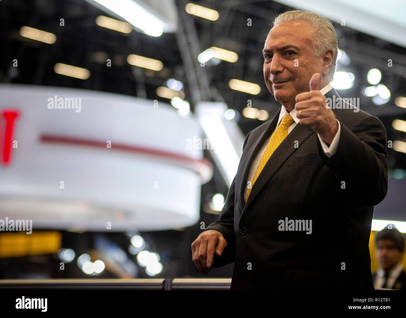 Sao Paulo, Brasilien. 8. November 2018. Michel Temer Eröffnung der Internationalen Automobilausstellung - Präsident Michel Temer wird nehmen Sie Teil an diesem Donnerstag 8., die offizielle Eröffnung der 30. Ausgabe des Sao Paulo International Auto Show, bei Sao Paulo Expo, die Veranstaltung findet vom 8. bis 18. dieses Monats, sind über 540 ausgestellten Fahrzeuge in 50 Marken in einem Raum von 110 tausend Quadratmeter verteilt. Foto: Suamy Beydoun/AGIF AGIF/Alamy Credit: Live-Nachrichten Stockfoto