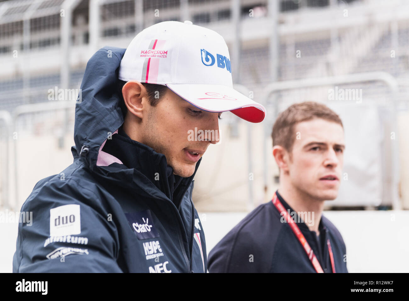 Sao Paulo, Brasilien. 8. November 2018. Der Pilot Esteban OCON, FRA, Racing POINT Force India F1 Team, während die 2018 Formel 1 Brasilien Grand Prix gehalten am Autodromo de Interlagos in Sao Paulo, SP. (Foto: Victor Eleutério/Fotoarena) Credit: Foto Arena LTDA/Alamy leben Nachrichten Stockfoto