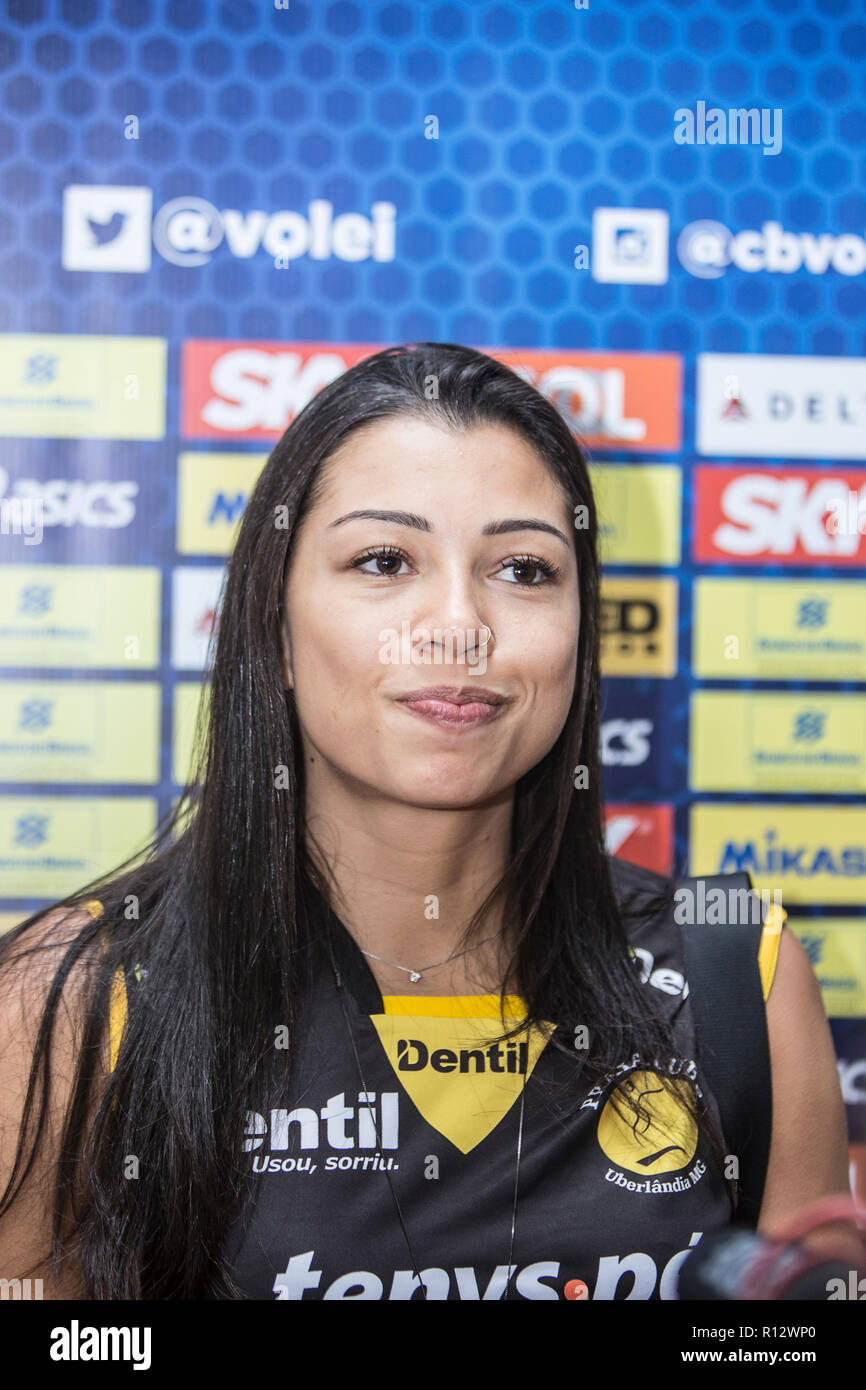 SÃO PAULO, SP - 08.11.2018: SUPERLIGA FEMININA 18/19 DE VÔLEI - Start der CIMED Superliga Frauen 's Volleyball, Saison 18/19 mit der Teilnahme von Aths, Trainer die AES- und die Vertreter der Vereine, die heute erfolgte, 8. November 2018 in São Paulo. (Foto: Van Campos/Fotoarena) Stockfoto