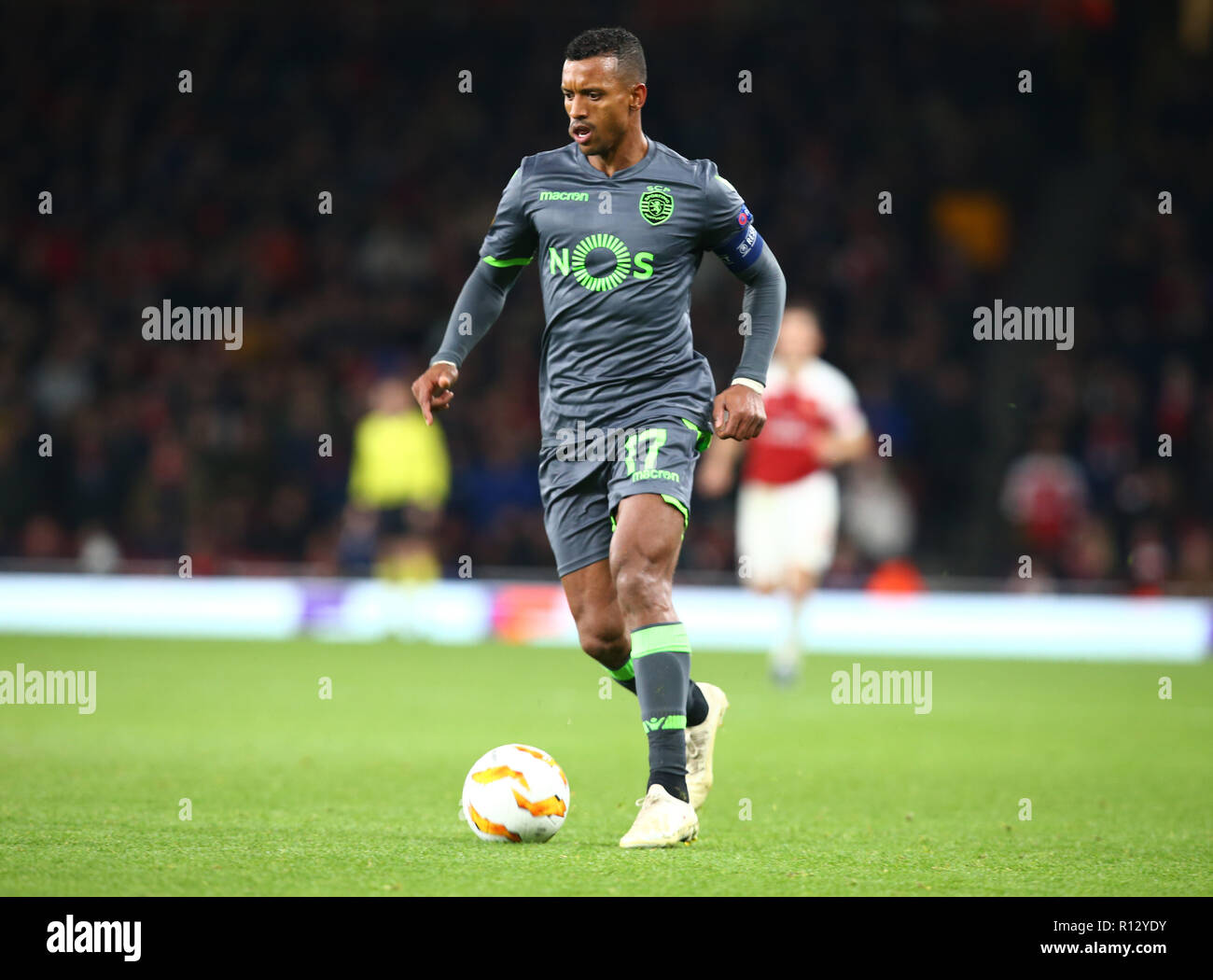 London, UK, 08. November 2018 Nani von Sporting Lissabon während Europa League Gruppe E zwischen Arsenal und SportingClube de Portugal im Emirates Stadium, London, England am 08. Nov 2018. Kredit Aktion Foto Sport Foto Credit: Action Sport / alamy Leben Nachrichten Stockfoto