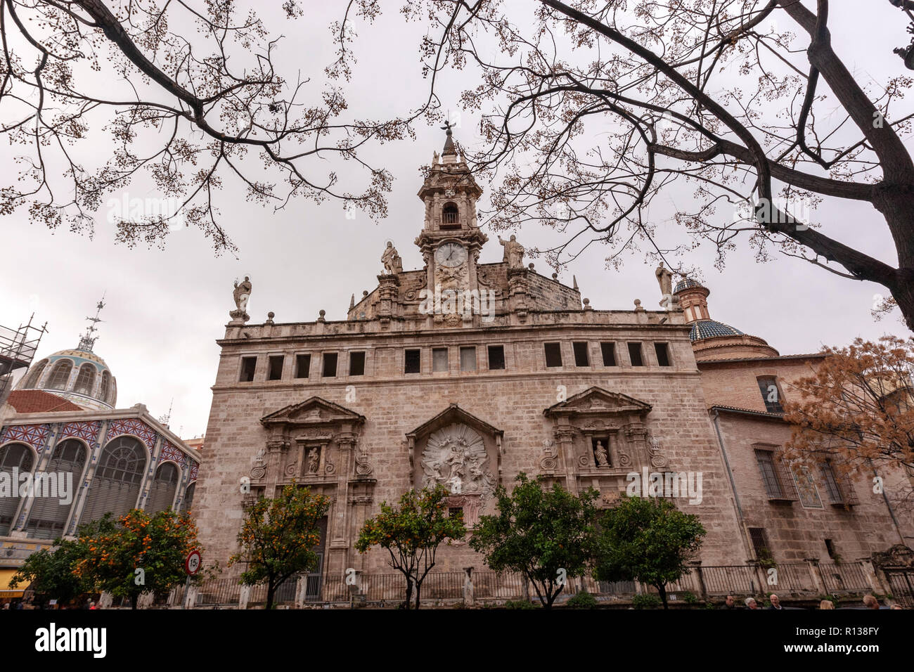 Fassade des La Lonja, die llotja de la Seda oder die La Lonja Seide Austausch Valencia, Spanien Stockfoto