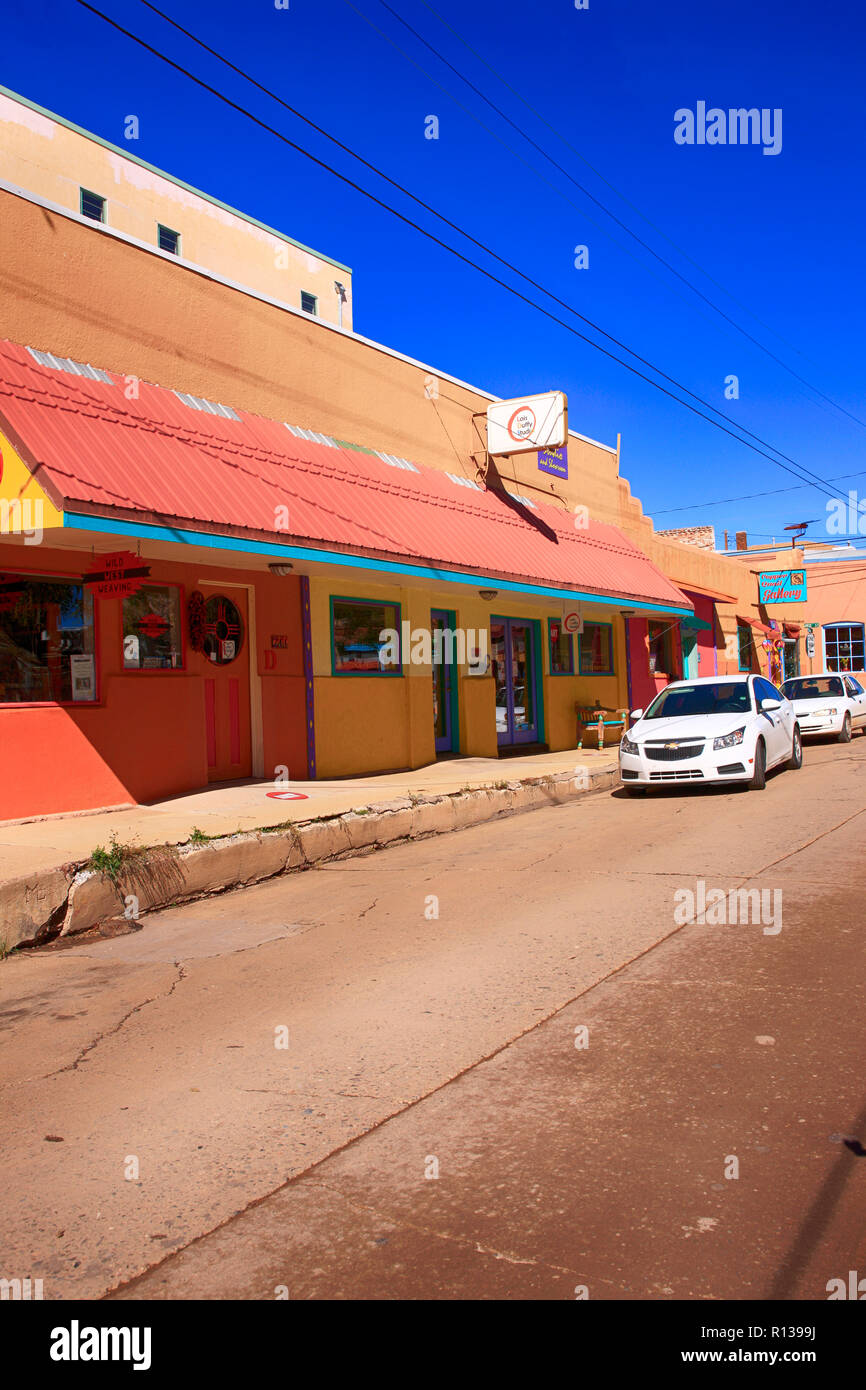 Außerhalb der Wilde Westen Weben und Lois Duffy Studio auf N. Texas St. in der Innenstadt von Silver City NM Stockfoto
