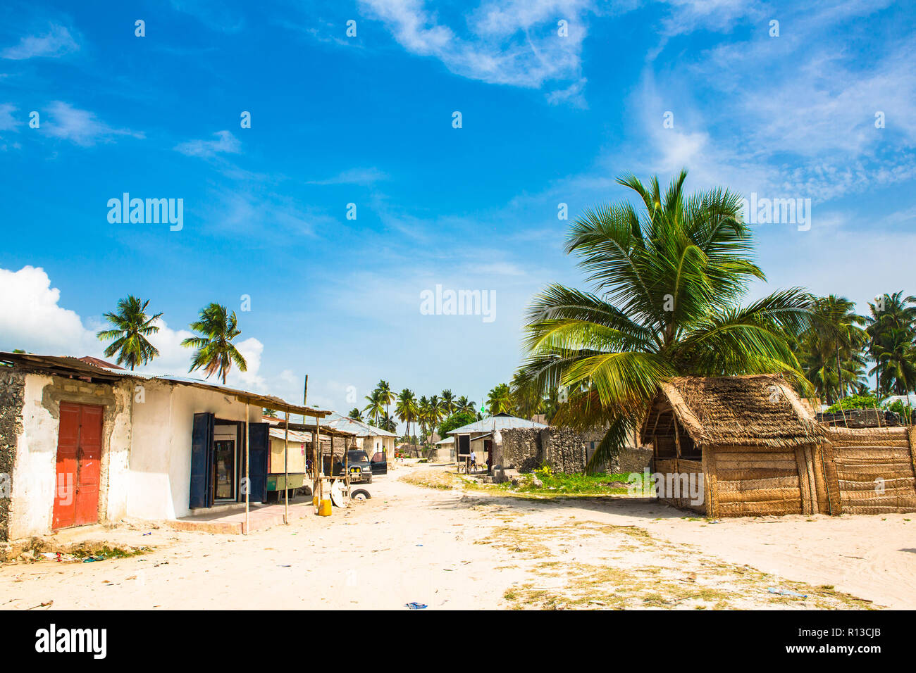 Jambiani Dorf, Sansibar. Tansania. Stockfoto