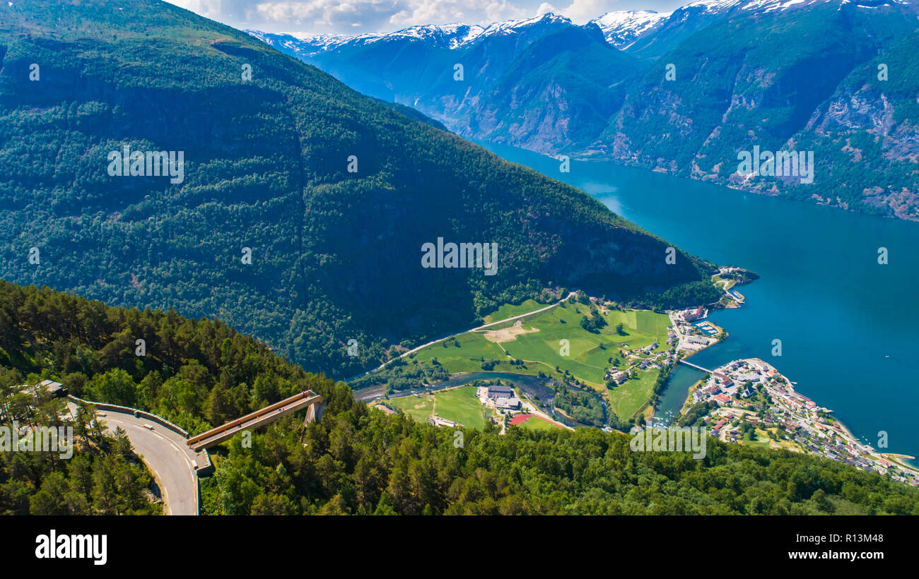 Stegastein Aussichtspunkt. Aurland, Norwegen. Stockfoto