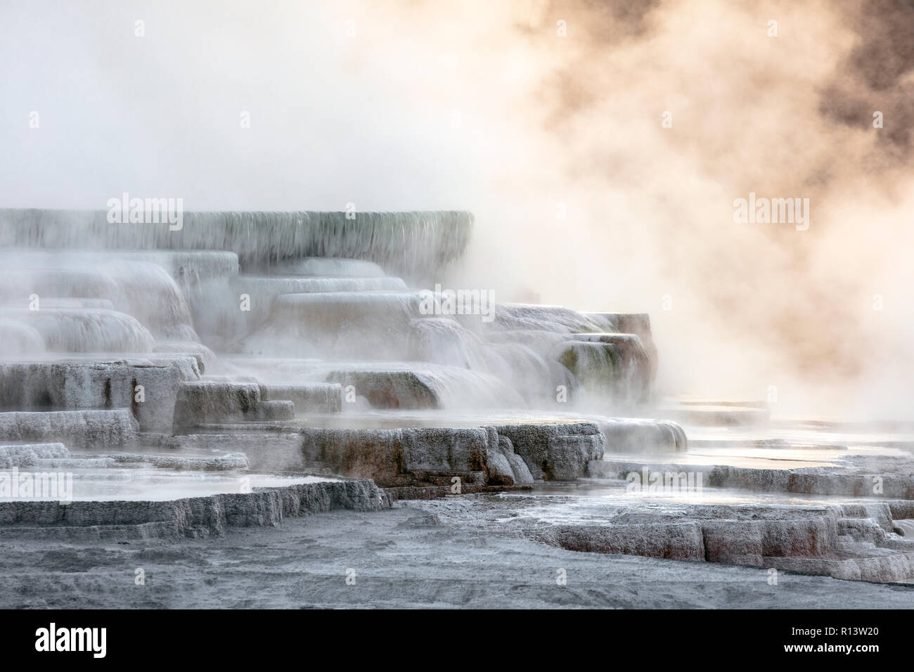 WY 03558-00 ... WYOMING - oberen Terrassen Mammoth Hot Springs, Yellowstone National Park. Stockfoto