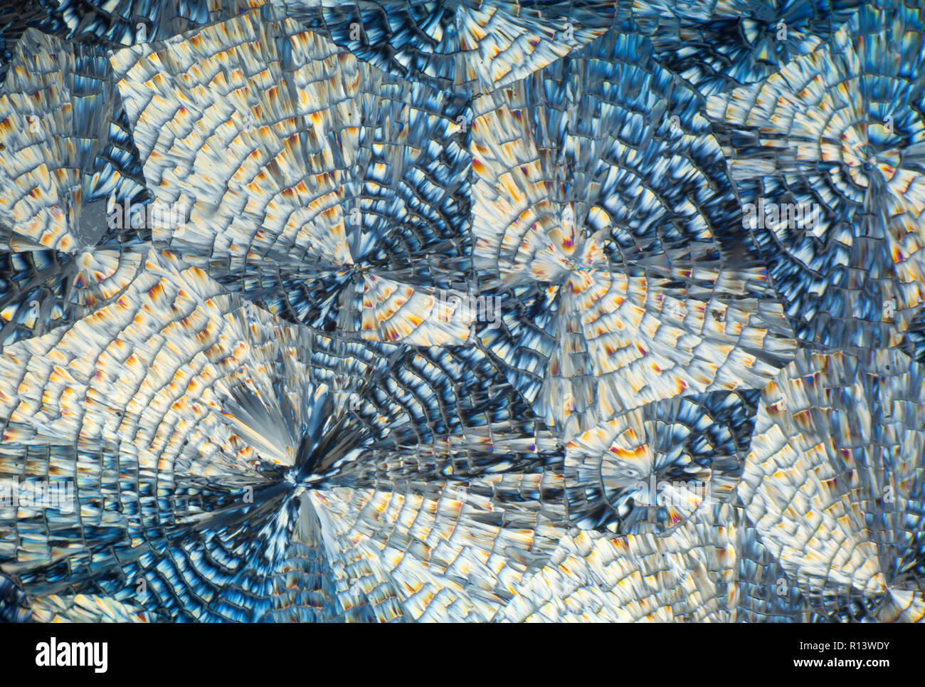Aspirin Folie schmelzen, polarisiert photomicrograph Stockfoto