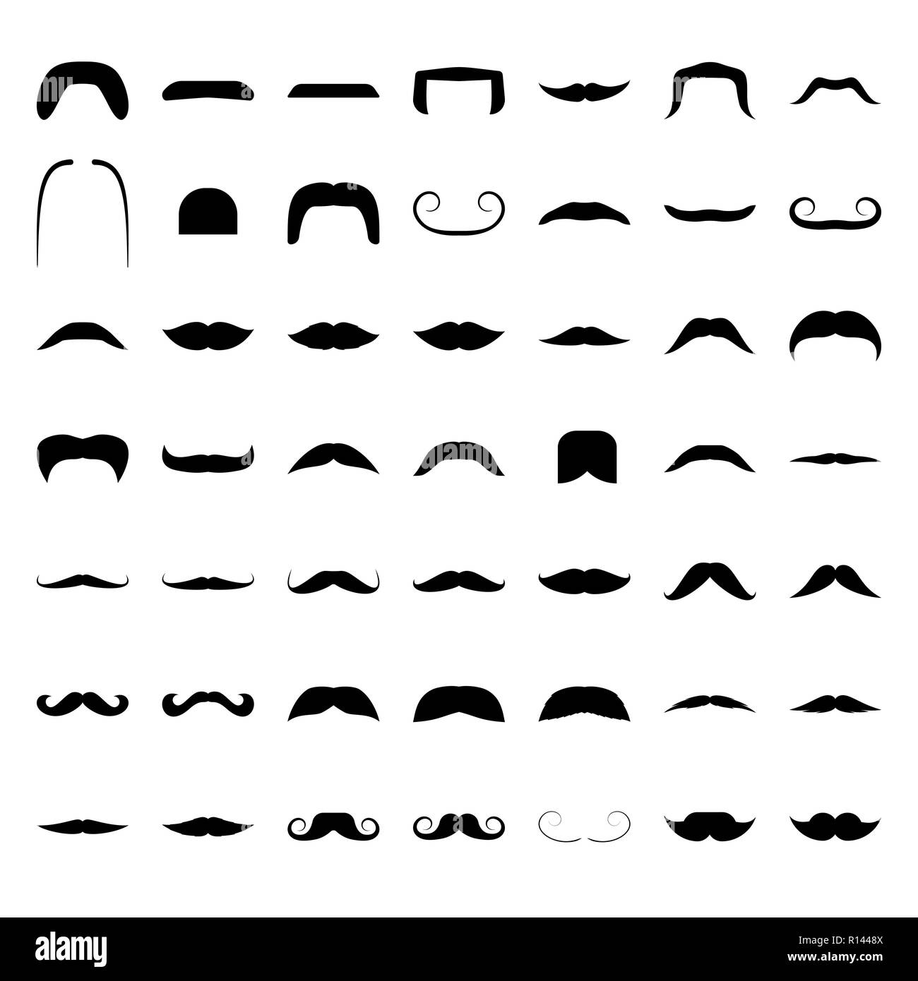 Große Fake Moustache Symbole. Gentleman und hipster Schnurrbärte Sammlung Stock Vektor