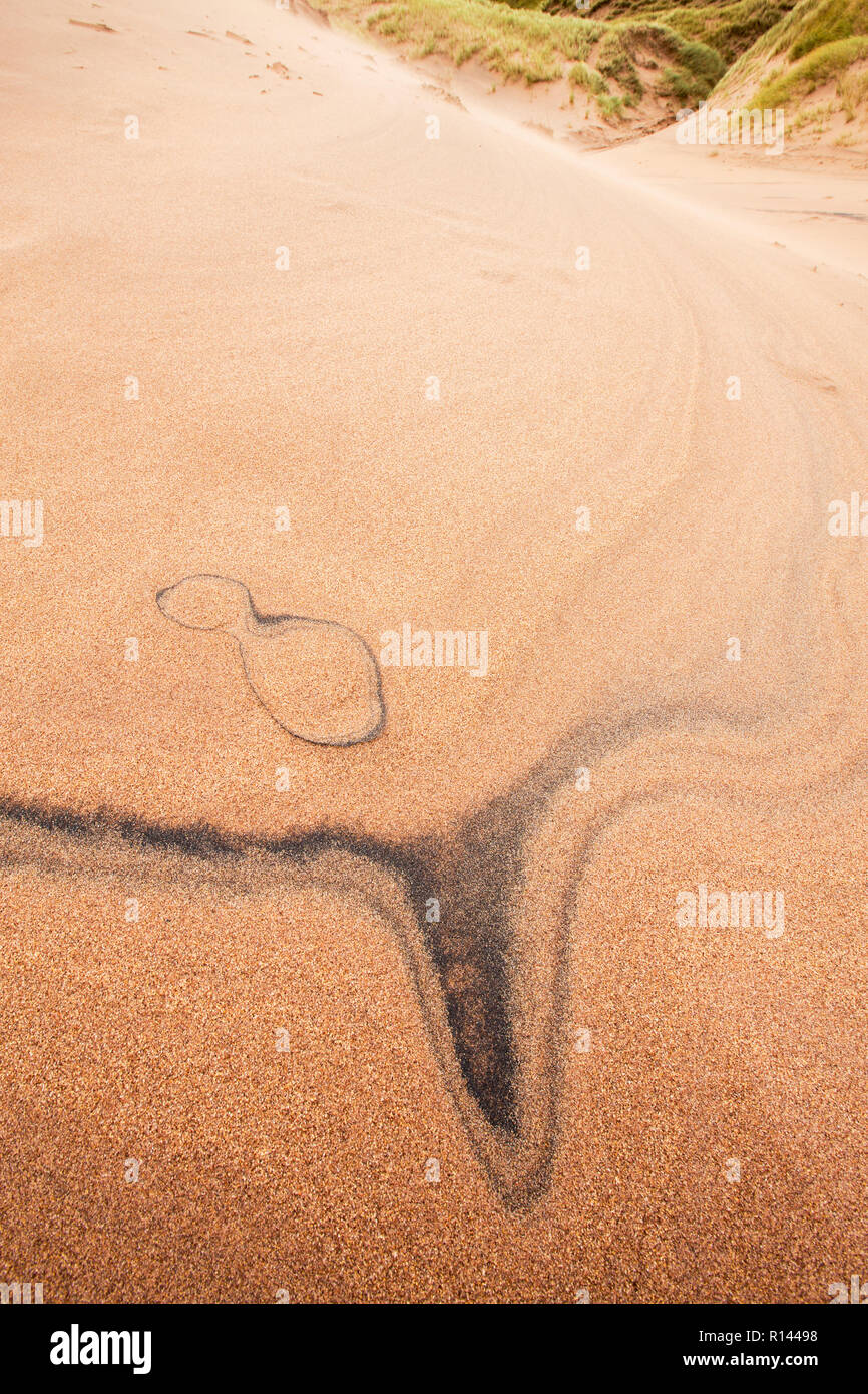 2-in-1-Muster in den Sand Dünen bei Sandwood Bay, Sutherland, North West Highlands, Schottland, Großbritannien. Stockfoto