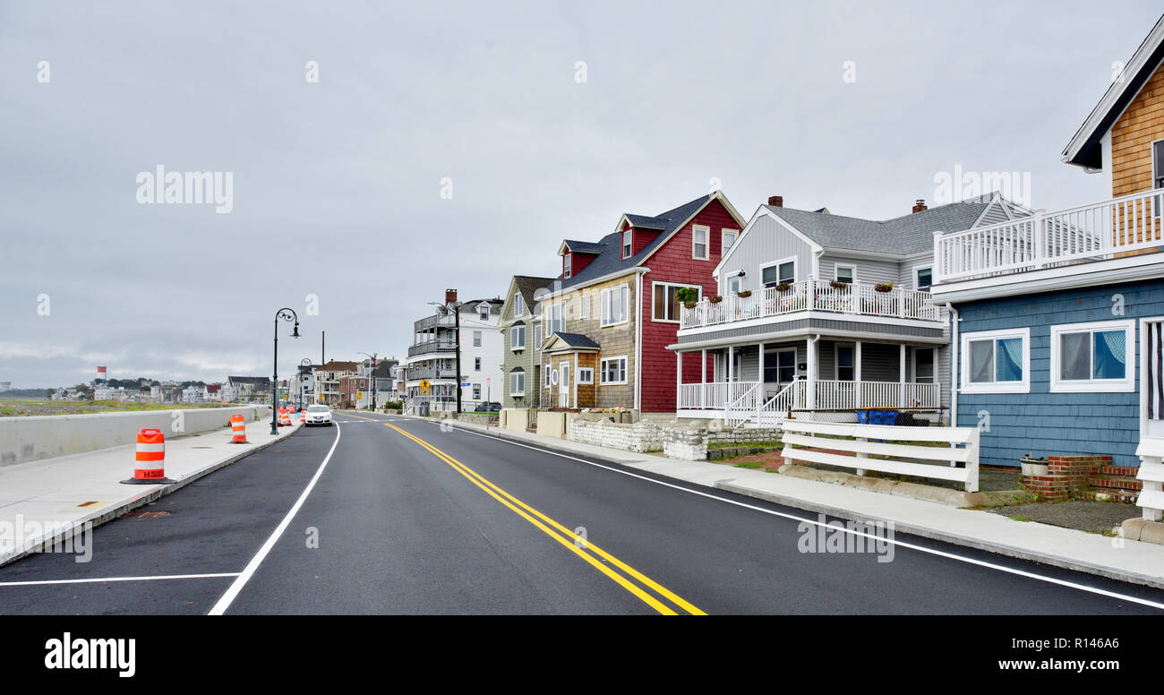 Häuser, Sommerurlaub lettings, zusammen Revere Beach Vorort von Boston, Massachusetts, USA Stockfoto