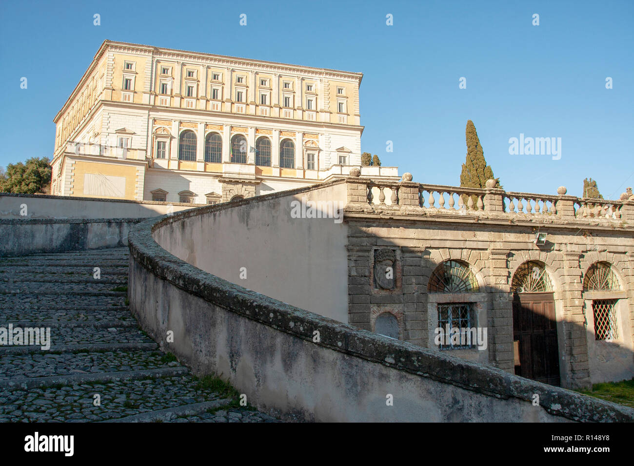 Fassade des Palazzo Farnese in Caprarola, Viterbo, Latium, Italien Stockfoto