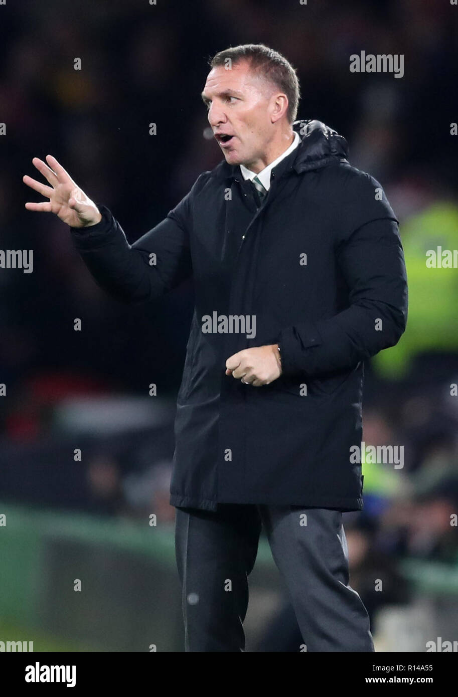 Celtic's Manager Brendan Rodgers während der UEFA Europa League, Gruppe B Spiel im Celtic Park, Glasgow. PRESS ASSOCIATION Foto. Bild Datum: Donnerstag, 8. November 2018. Siehe PA-Geschichte FUSSBALL-Celtic. Photo Credit: Jane Barlow/PA-Kabel Stockfoto