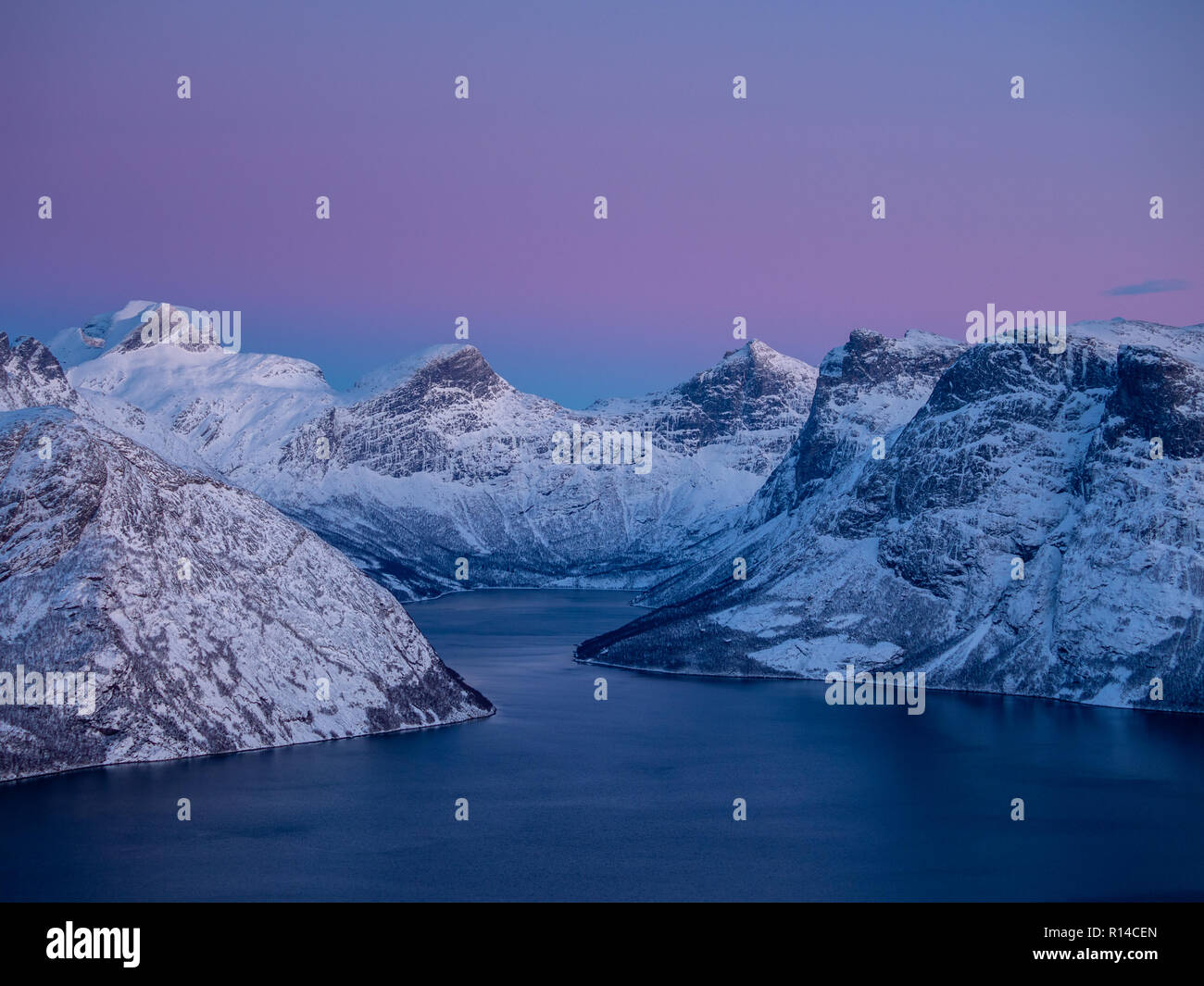 Winter Licht im Norden Norwegens. Stockfoto