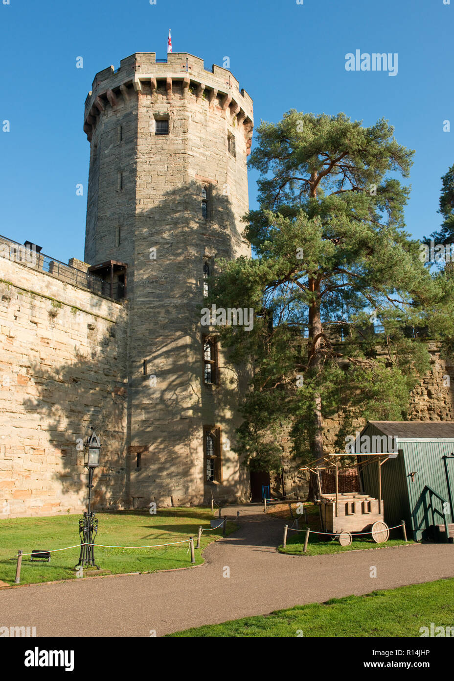 Kerle Turm vom Innenhof, Warwick Castle gesehen Stockfoto