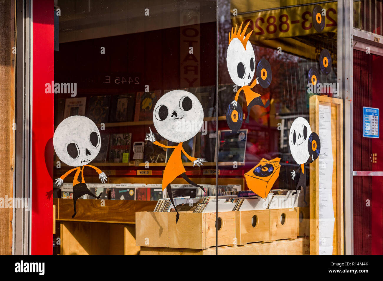 Red Cat Records Record store Fenster, Vancouver, British Columbia, Kanada Stockfoto
