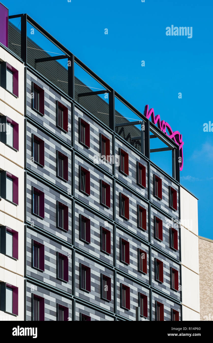 Moxy London Stratford Hotel, Great Eastern Street, Stratford, London, England, Großbritannien Stockfoto
