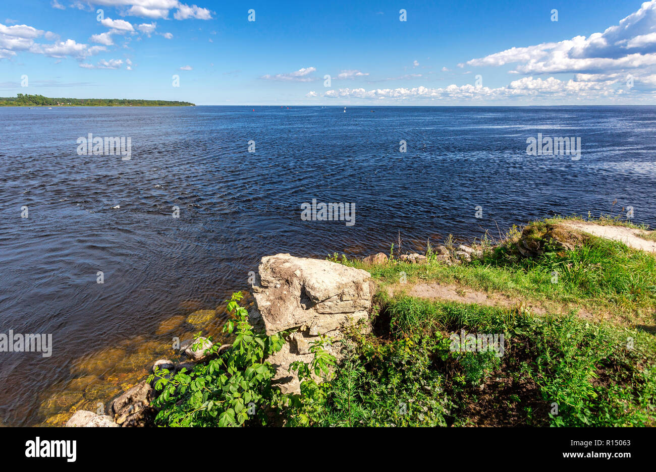 Ansicht des Ladoga See aus dem Oreshek Festung Stockfoto