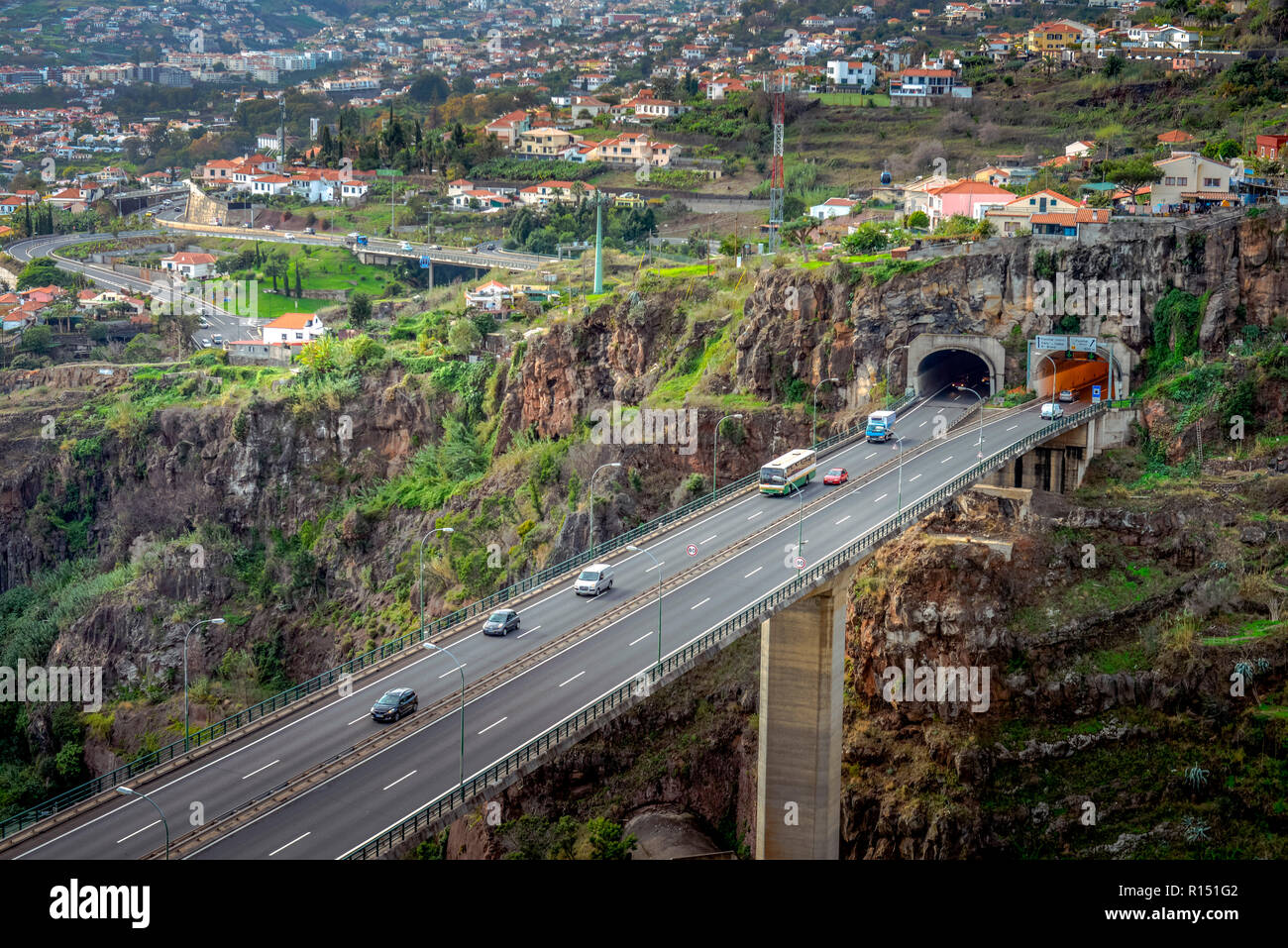 Autobahn VR1, Funchal, Madeira, Portugal Stockfoto