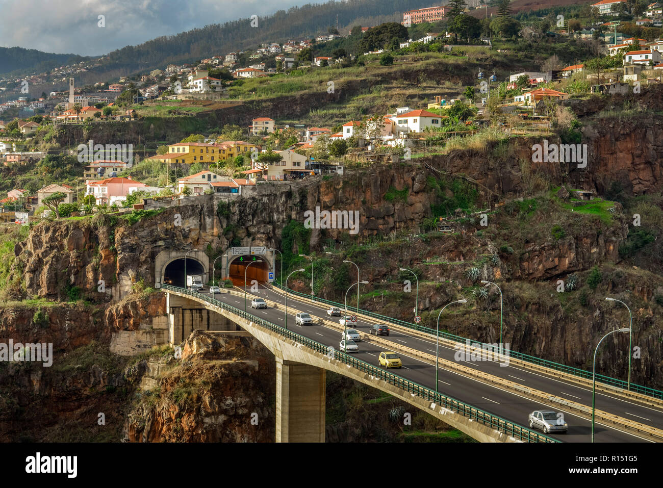 Autobahn VR1, Funchal, Madeira, Portugal Stockfoto