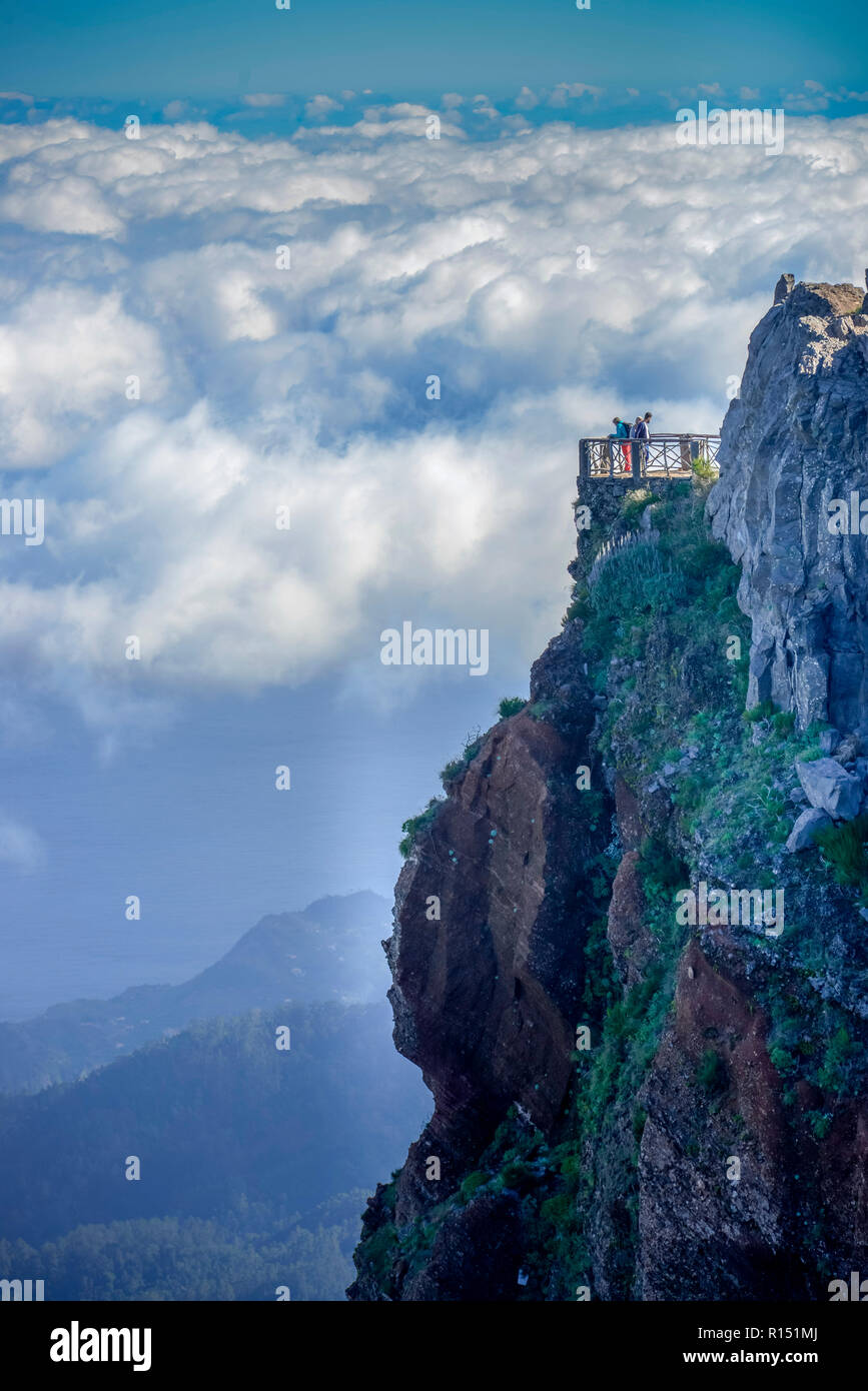 Aussichtspunkt Miradouro Ninho da Manta, Zentralgebirge, Madeira, Portugal Stockfoto