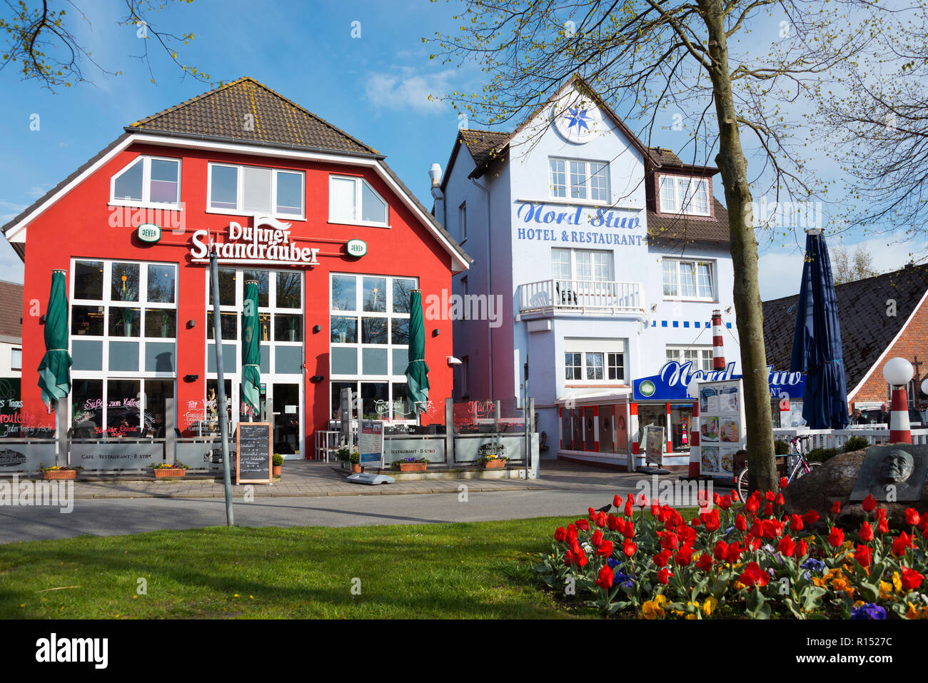 Hotel, Restaurant, Robert Dohrmann Square, Duhnen, Cuxhaven, Niedersachsen, Deutschland Stockfoto