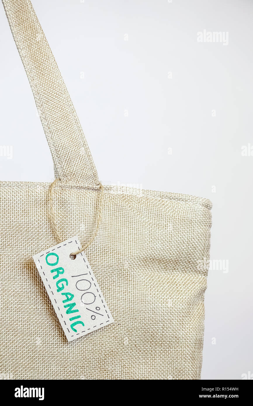 Bio eco Shopping Bag. Segeltuch Tragetasche. Stockfoto
