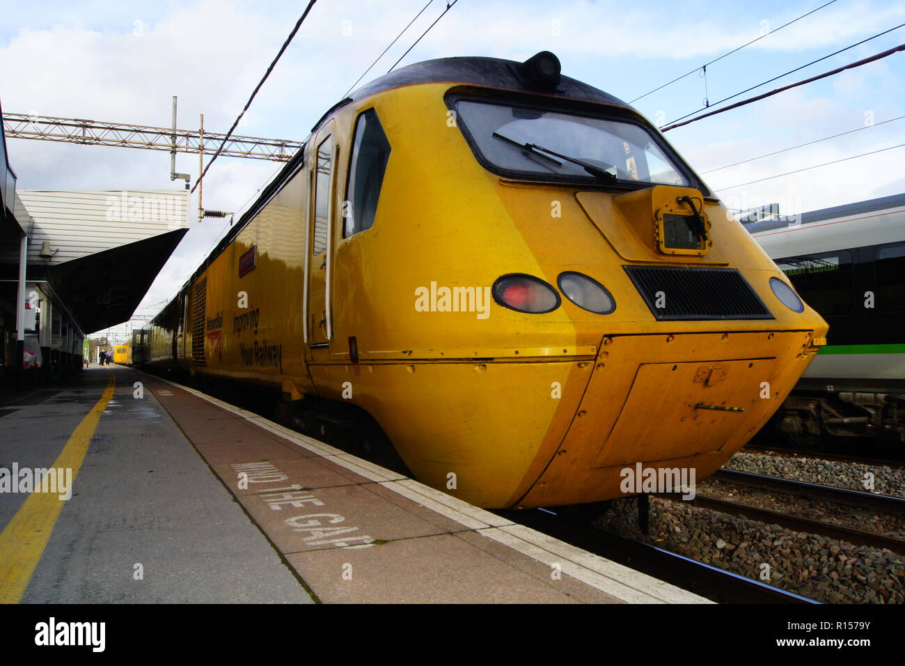 Fliegende Banane Arbeitszug in Northampton Stockfoto