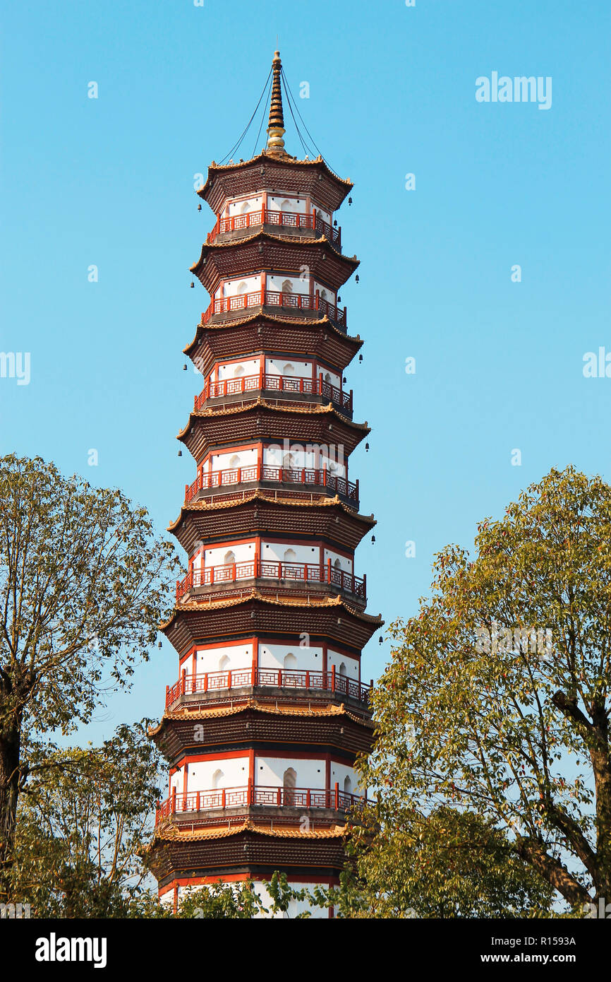 Blume Pagode der Tempel der Sechs Banyan Bäume Stockfoto