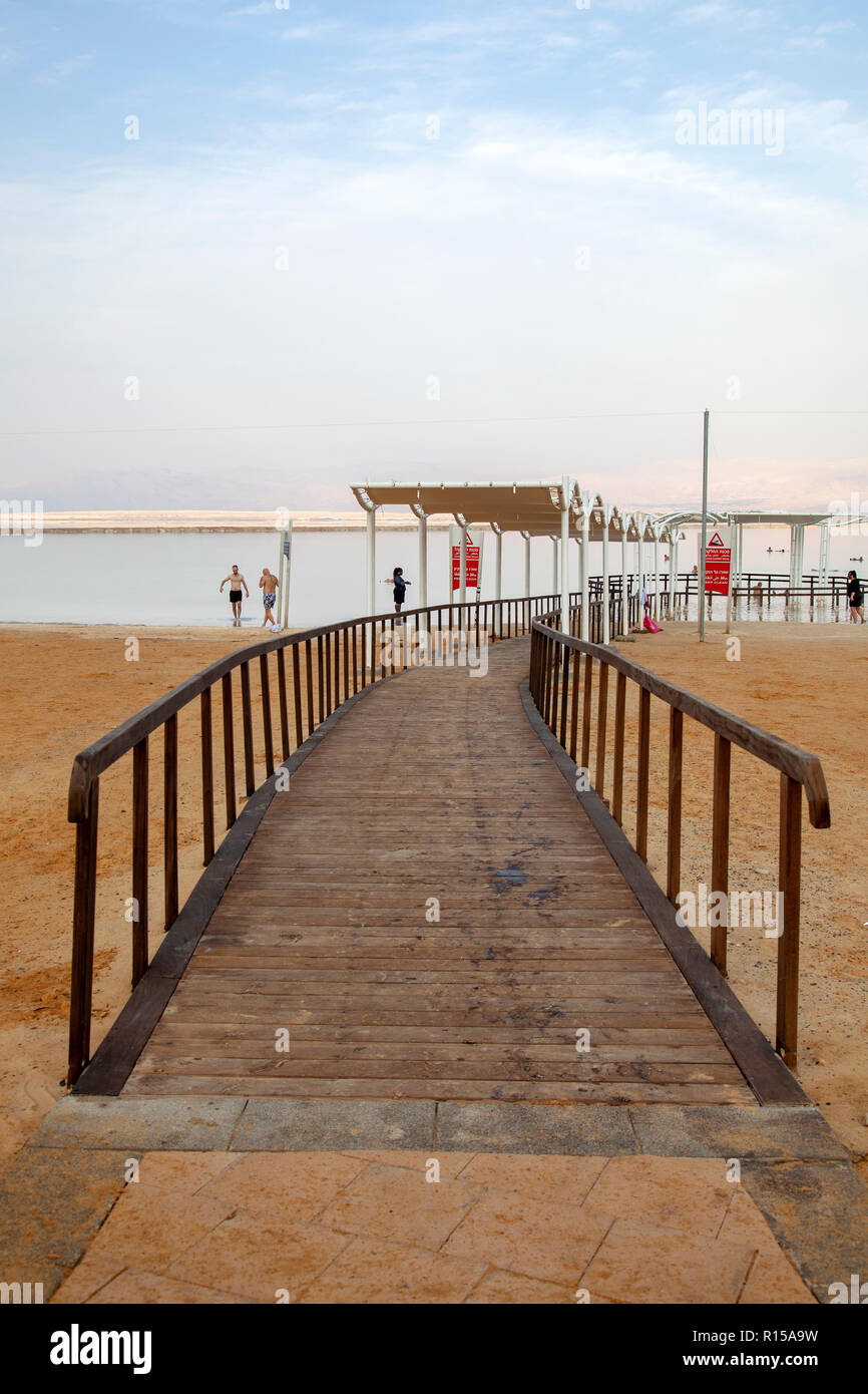Holz- Pfad im Toten Meer in Israel Stockfoto