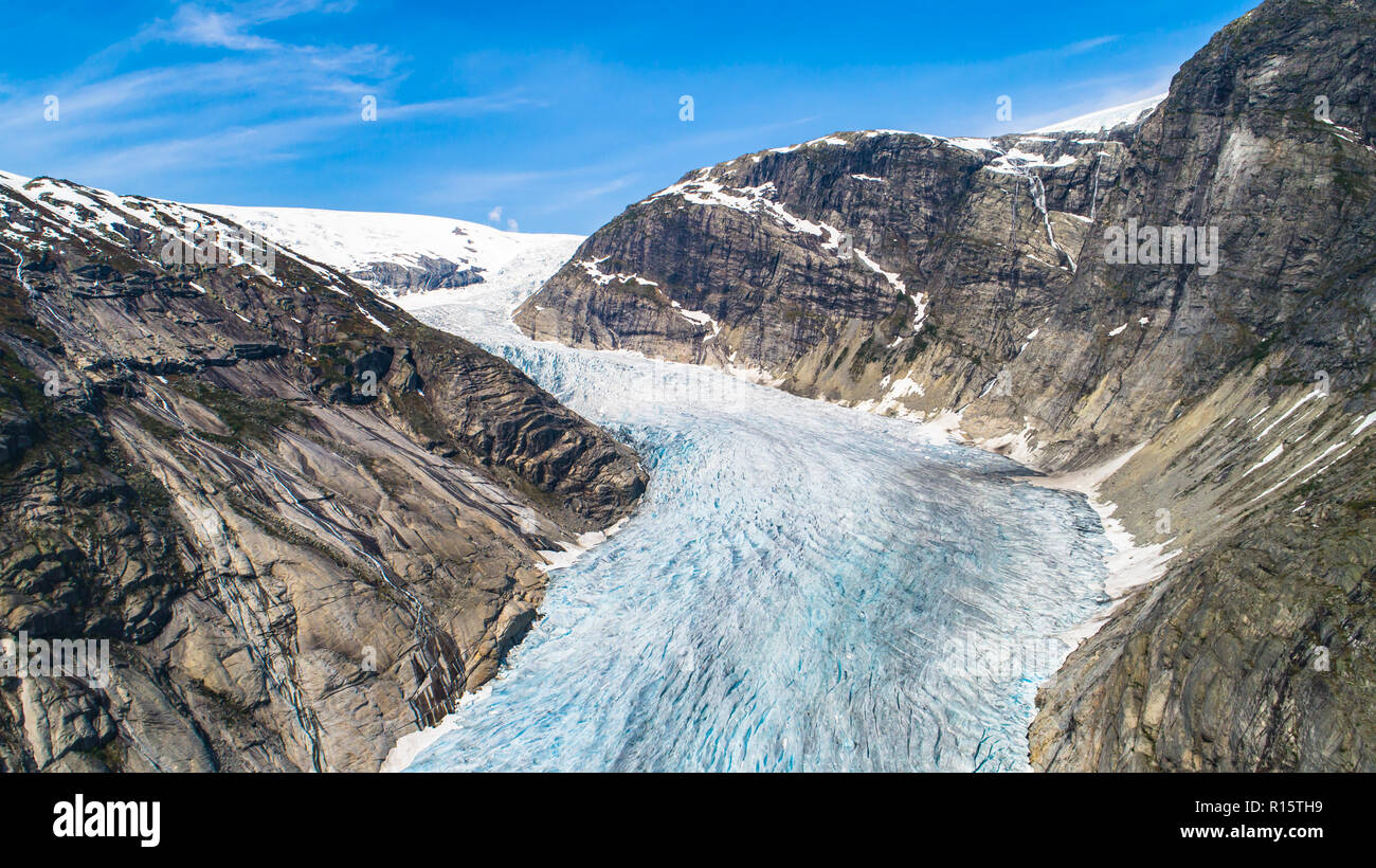 Nigardsbreen. Ein Gletscher Arm der großen Gletscher Jostedalsbreen. Jostedalsbreen, Norwegen. Stockfoto