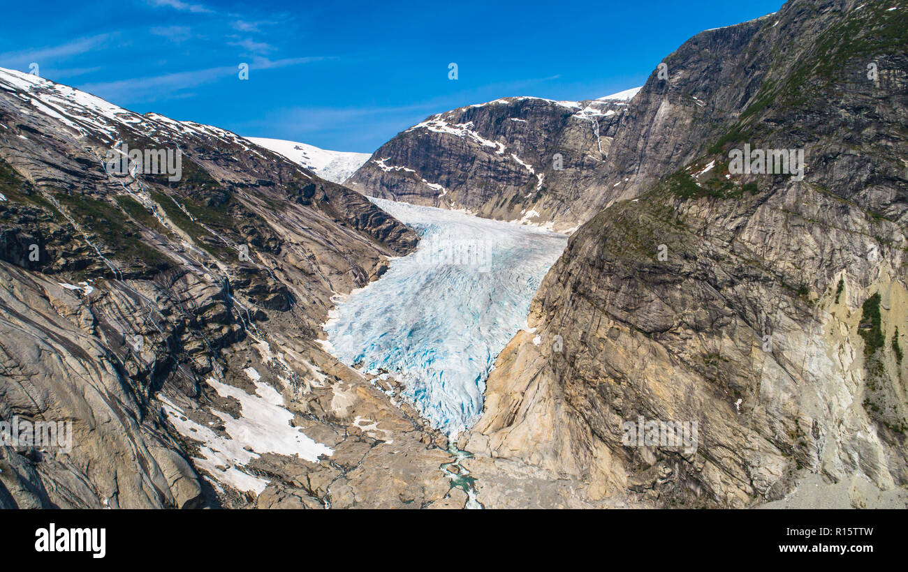 Nigardsbreen. Ein Gletscher Arm der großen Gletscher Jostedalsbreen. Jostedalsbreen, Norwegen. Stockfoto