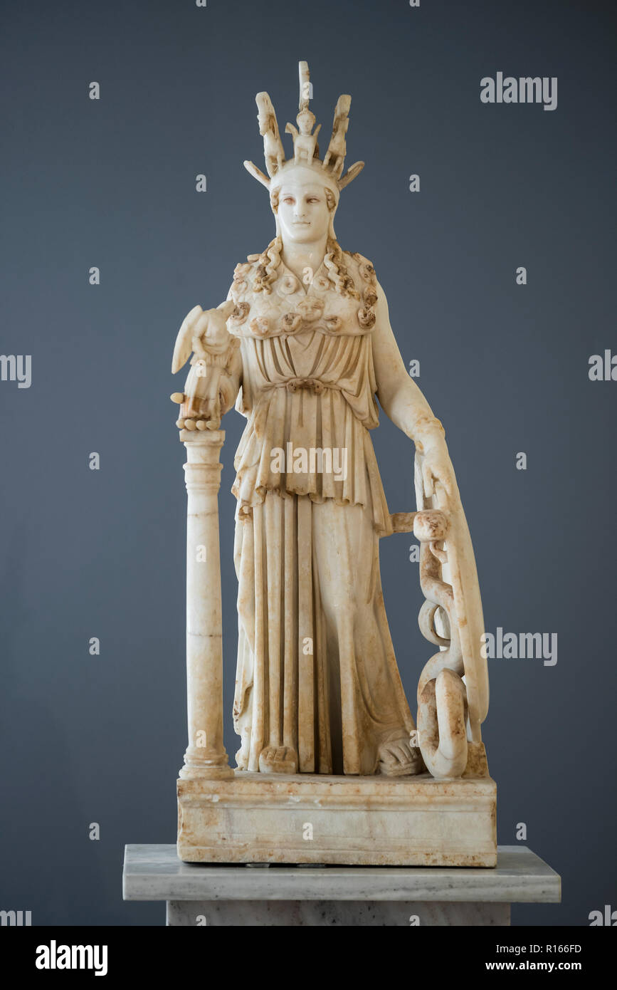 Athen. Griechenland. Varvakeion Athena, Kopieren von AD 200-250 von der Ursprünglichen ab 438 v. Chr.. Archäologisches Nationalmuseum von Athen. Diese römische Kopie ist die Stockfoto