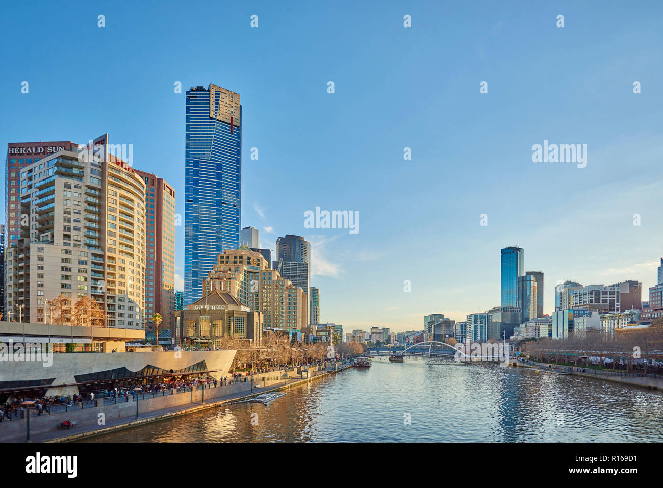 Stadtzentrum, Skyline, skyscrappers am Yarra River, Melbourne, Victoria, Australien Stockfoto