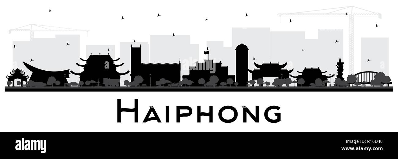 Nha Trang Vietnam Skyline der Stadt Silhouette mit schwarzen Gebäude isoliert auf Weiss. Vector Illustration. Business Travel und Tourismus Konzept Stock Vektor