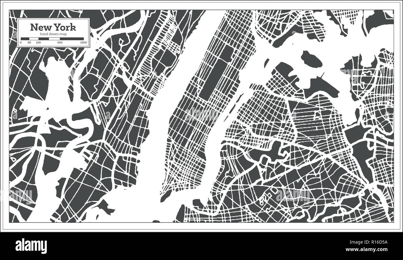New York USA Stadtplan im Retro-stil. Übersichtskarte. Vector Illustration. Stock Vektor