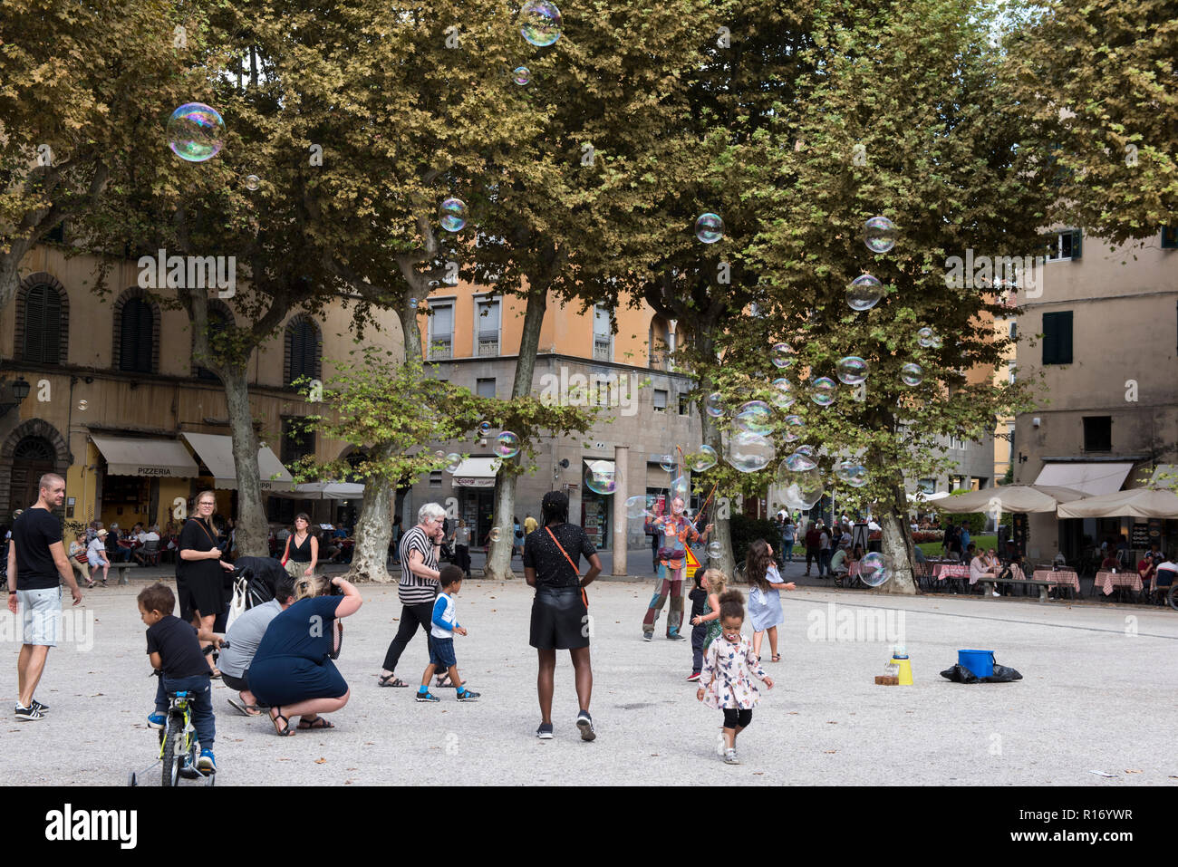 Piazza Napoleone in Lucca, Toskana Italien Stockfoto
