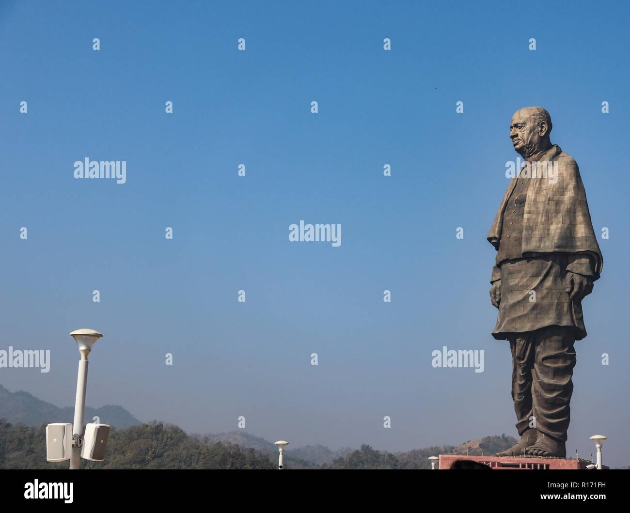 'Statue der Einheit", der weltweit höchsten Statue mit einer Höhe von 182 Meter, der indischen Unabhängigkeit leader Sardar Vallabhai Patel-Narmada/Gujarat/Indien Stockfoto