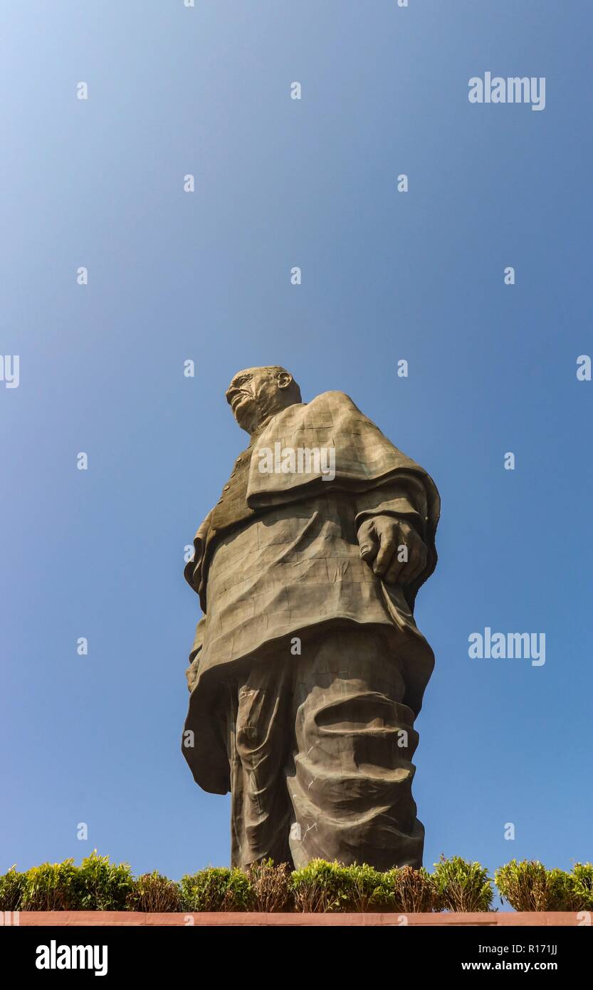 'Statue der Einheit", der weltweit höchsten Statue mit einer Höhe von 182 Meter, der indischen Unabhängigkeit leader Sardar Vallabhai Patel-Narmada/Gujarat/Indien Stockfoto