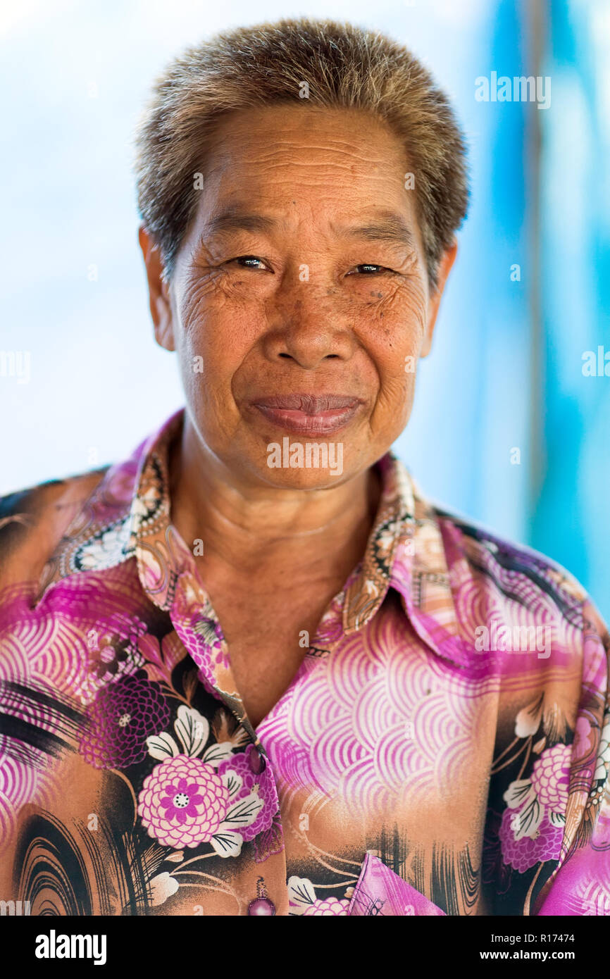 Porträt einer thailändischen Frau silkworm Viehhalter, Khon Kaen, Thailand Stockfoto