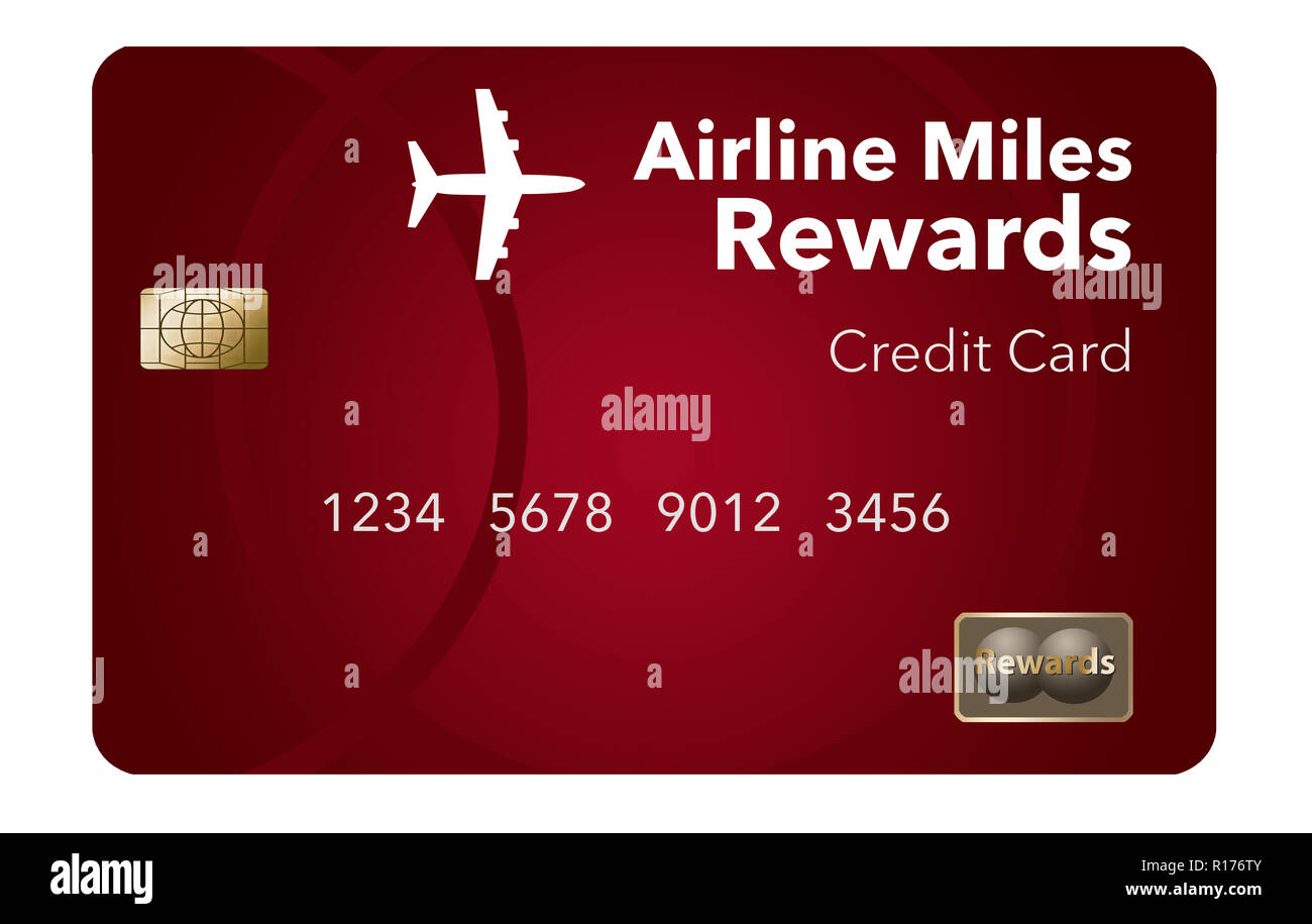 Hier ist ein Airlines Belohnungen Kreditkarte, ein Vielfliegerprogramm Kreditkarte. Dies ist eine Abbildung. Stockfoto
