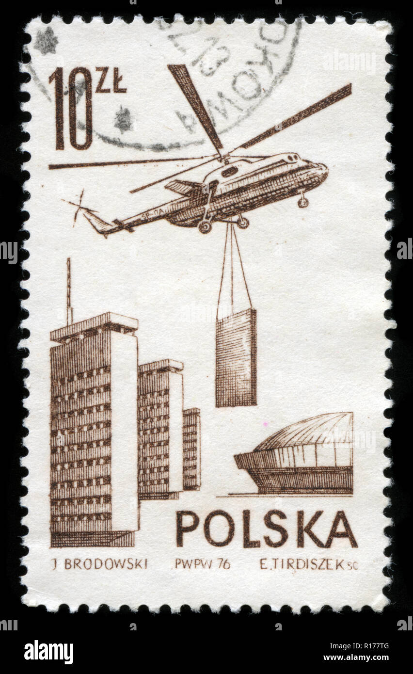 Briefmarke aus der Polen in der Modernen airflight Serie 1976 Stockfoto