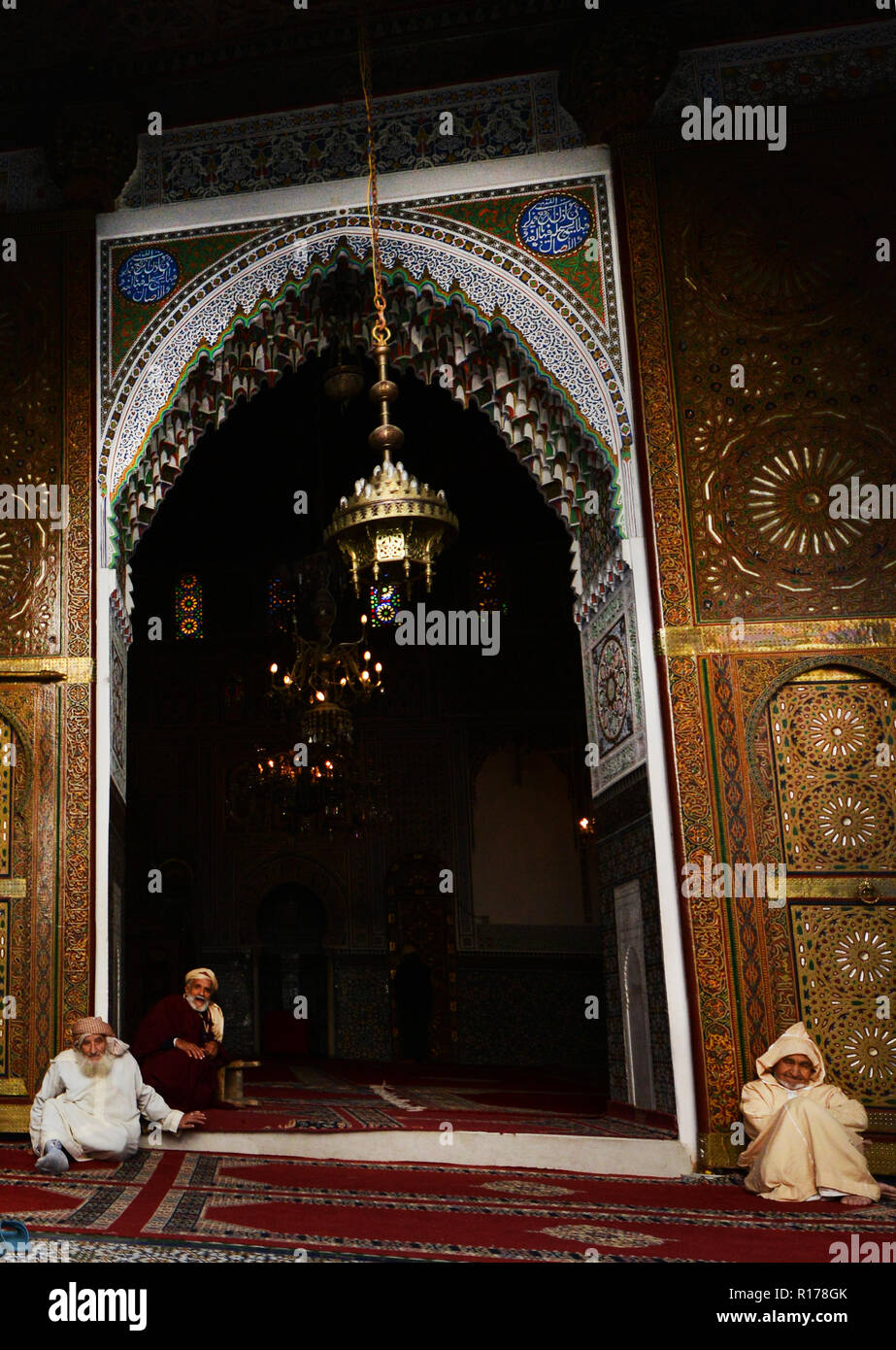Das schöne Zaouia Moulay Idriss II Mausoleum in Fes, Marokko. Stockfoto