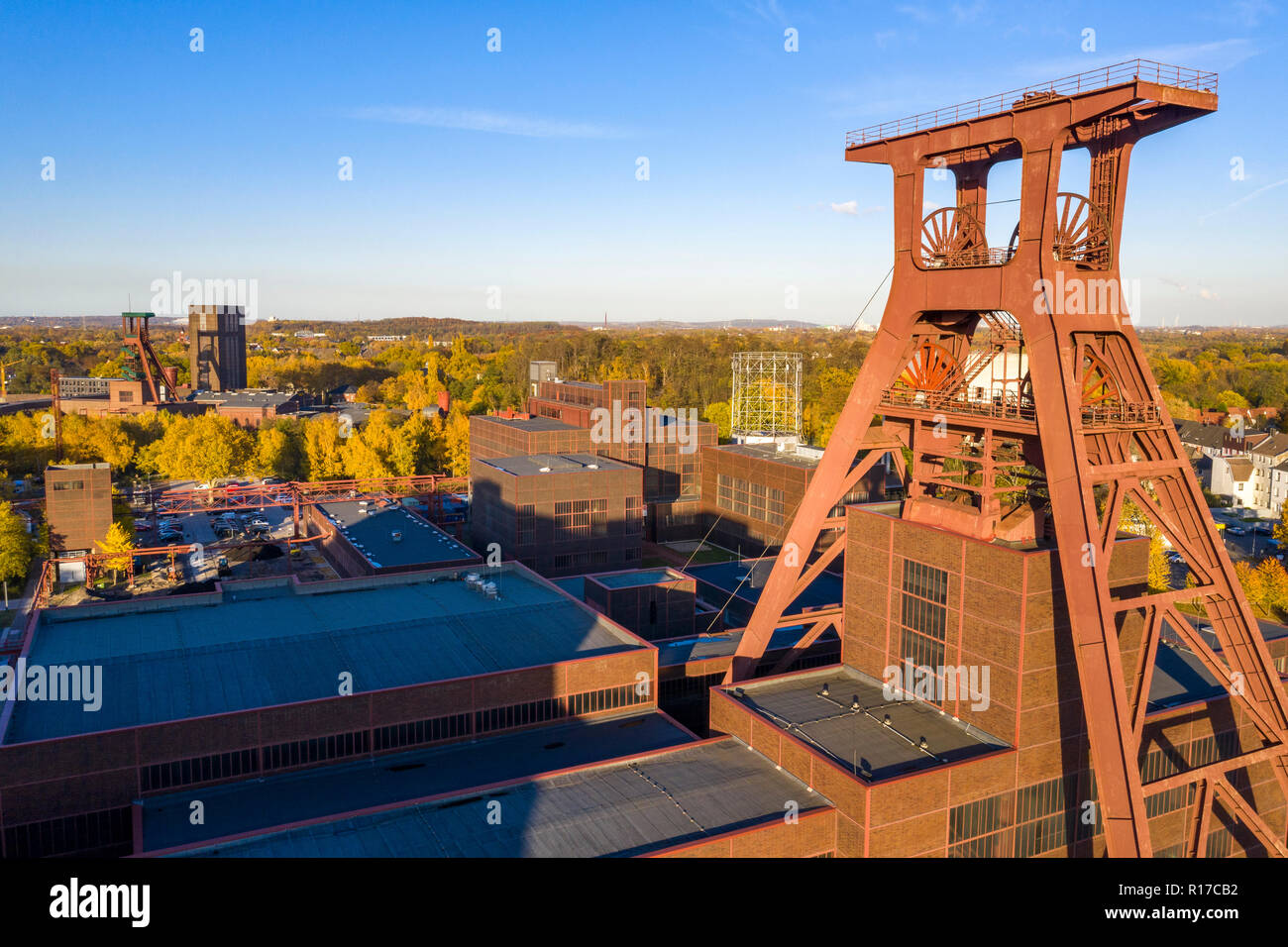 Zeche Zollverein in Essen, UNESCO-Weltkulturerbe, Doppelbock Gerüst Welle 12, Deutschland Stockfoto